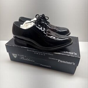 Stacy Baldwin Patent Leather Wingtip Oxford Black Brown Sz 8 EE New - C1615